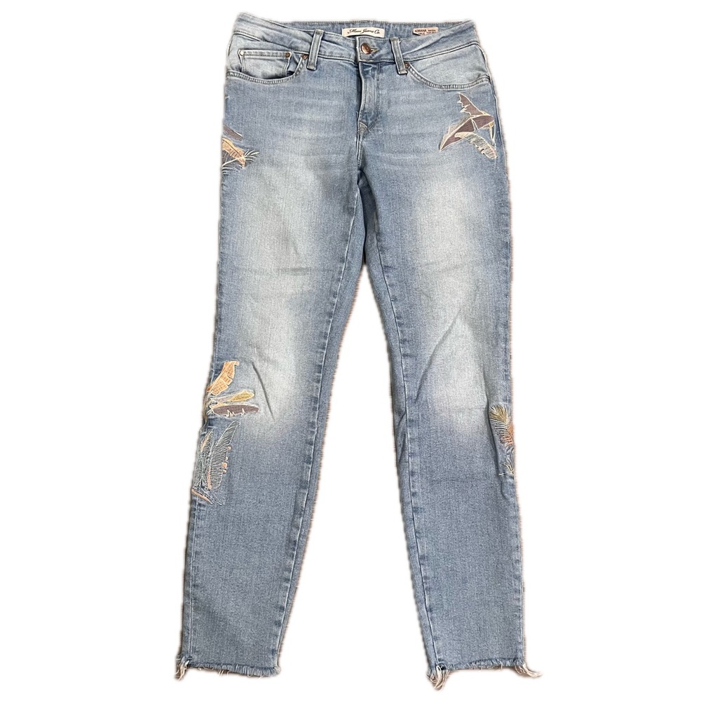 Mavi Womens Adriana Blue Mid Rise Embroidered Denim Skinny Jeans 0 25 - Picture 1 of 16